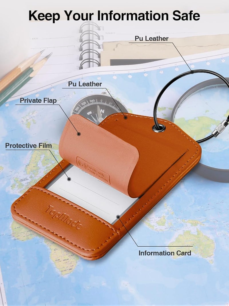 TopMade Smart Luggage Tag with Find My, Premium Leather Luggage Tags for Suitcase, Travel Bags, Backpacks, Anti-Lost Suitcase Tag Tracker for Travel with Privacy Name Card, Rechargeable - Image 5